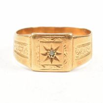 HALLMARKED 1930S 18CT GOLD & DIAMOND SIGNET RING