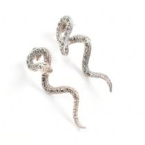 PAIR OF CONTEMPORARY 925 SILVER & MARCASITE SNAKE EARRINGS