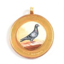 HALLMARKED 15CT GOLD PIGEON RACING MEDAL FOB PENDANT