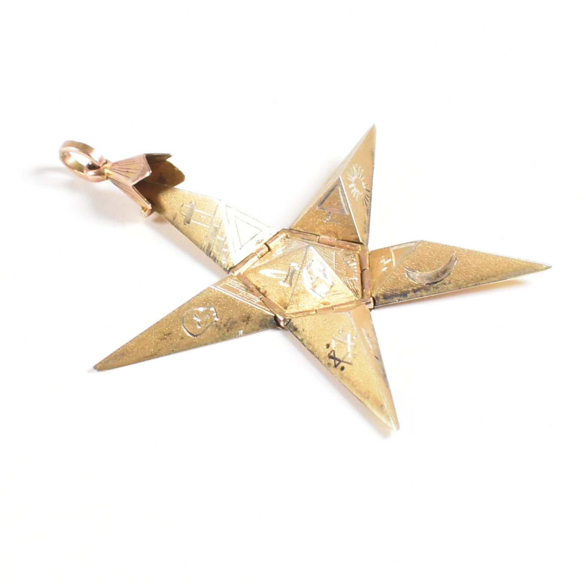 1920S GOLD & SILVER MASONIC PYRAMID METAMORPHIC STAR PENDANT - Image 7 of 10