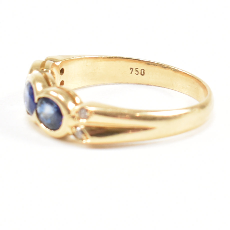 18CT GOLD SAPPHIRE & DIAMOND THREE STONE RING - Image 6 of 7