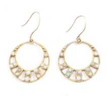 PAIR OF OPAL SET HOOP EARRINGS