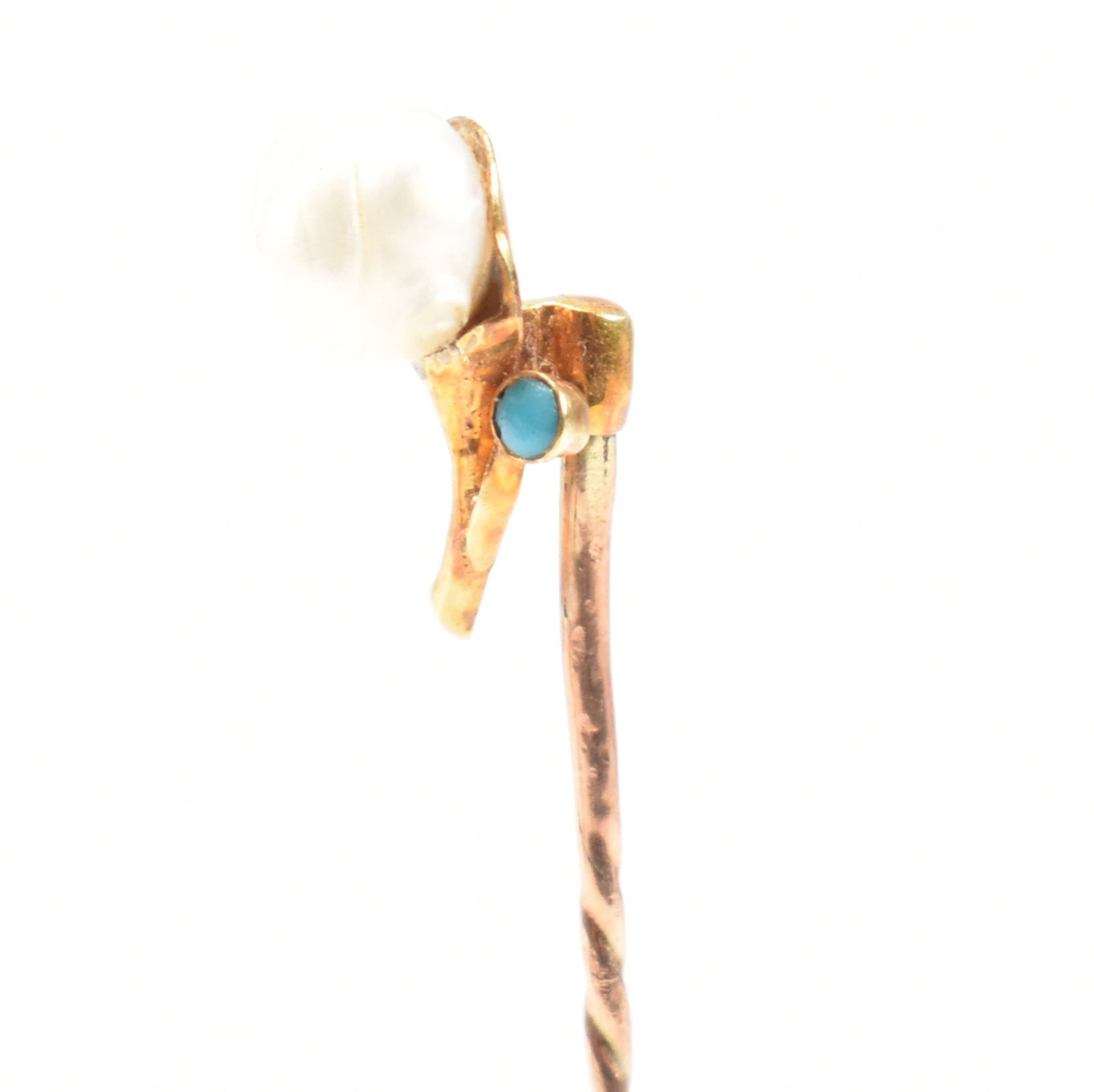 CASED 19TH CENTURY PEARL & TURQUOISE STICK PIN - Image 7 of 10