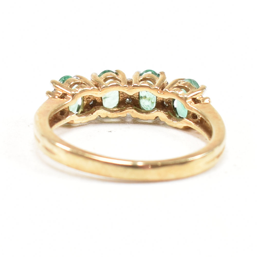 HALLMARKED 9CT GOLD EMERALD & DIAMOND HALF HOOP RING - Image 4 of 8