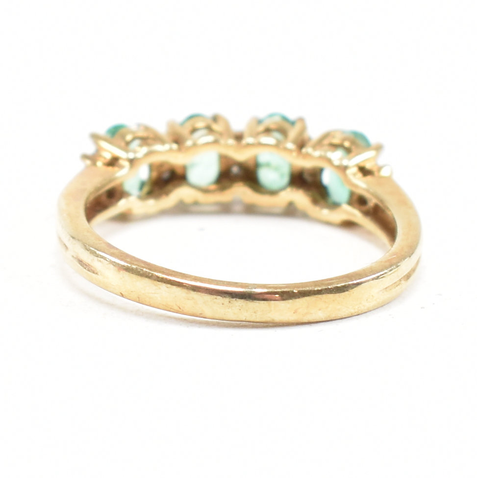 HALLMARKED 9CT GOLD EMERALD & DIAMOND HALF HOOP RING - Image 5 of 8