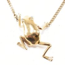 9CT GOLD & DIAMOND FROG PENDANT NECKLACE