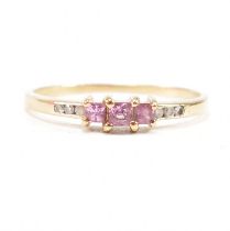 HALLMARKED 9CT GOLD SPINEL & DIAMOND RING