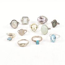 COLLECTION OF 925 SILVER & GEM SET RINGS