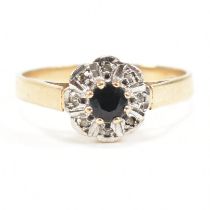 HALLMARKED 9CT GOLD SAPPHIRE & DIAMOND RING