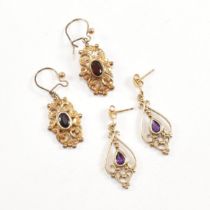 PAIR OF HALLMARKED 9CT GOLD & GEM SET EARRINGS