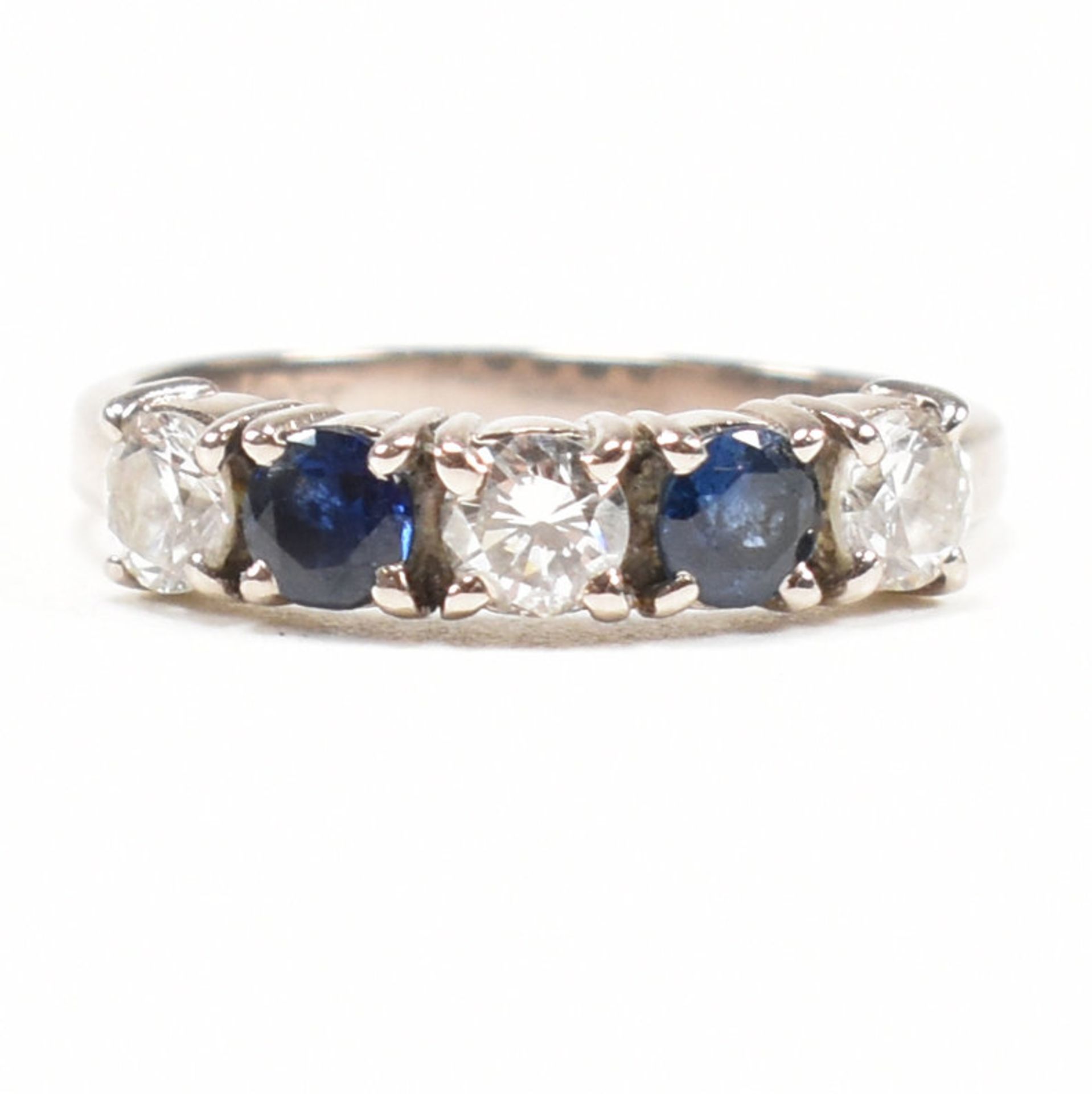 18CT WHITE GOLD SAPPHIRE & DIAMOND FIVE STONE RING