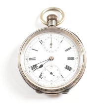 SILVER 935 OPEN FACED CROWN WIND POCKET WATCH