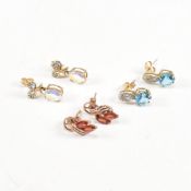 COLLECTION OF 9CT GOLD GEM SET EARRINGS