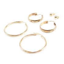 THREE PAIRS OF 9CT GOLD EARRINGS