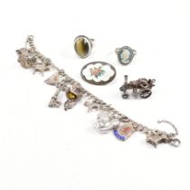 COLLECTION SILVER & WHITE METAL JEWELLERY RINGS CHARMS BROOCH