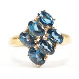 HALLMARKED 9CT GOLD & TOPAZ CLUSTER RING