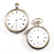 SILVER HALLMARKED OPEN FACED POCKET WATCH & ANOTHER