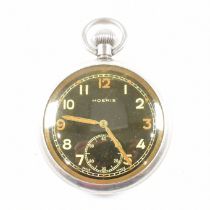 MOERIS MILITARY BLACK OPEN FACED SERVICES POCKET WATCH