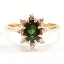 HALLMARKED 18CT GOLD TOURMALINE & DIAMOND RING