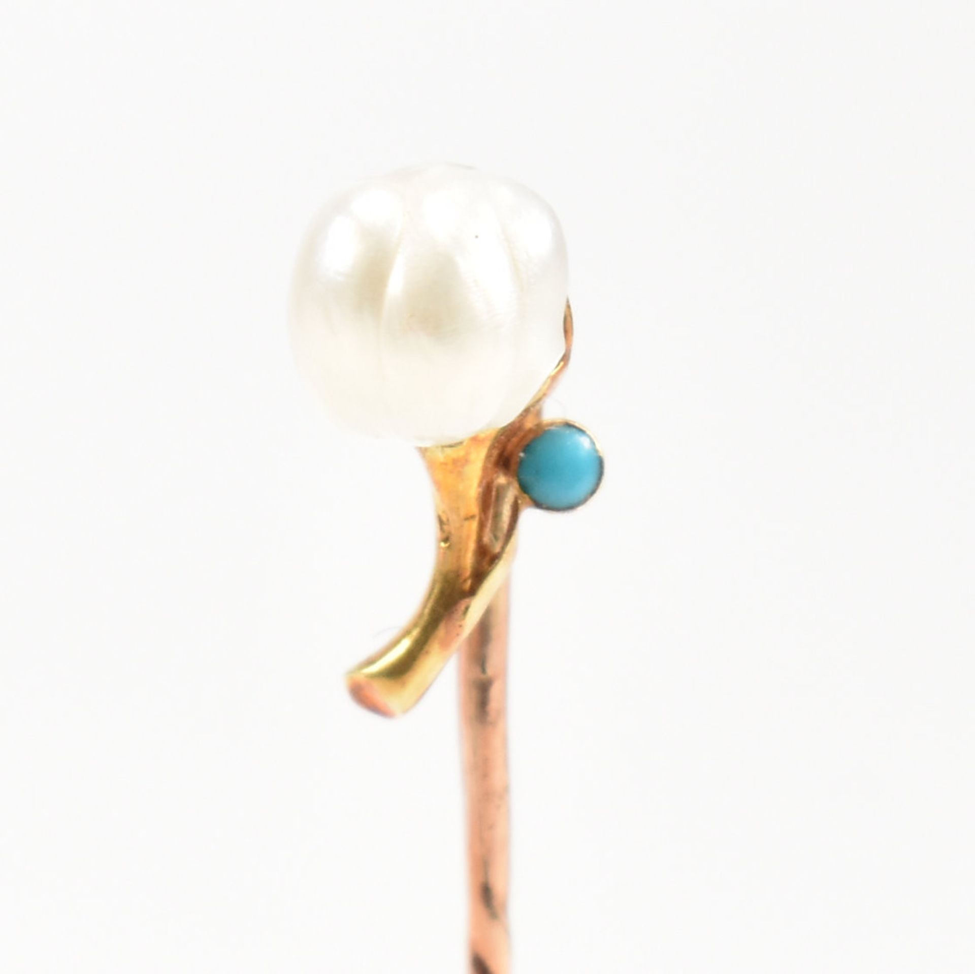 CASED 19TH CENTURY PEARL & TURQUOISE STICK PIN - Image 6 of 10