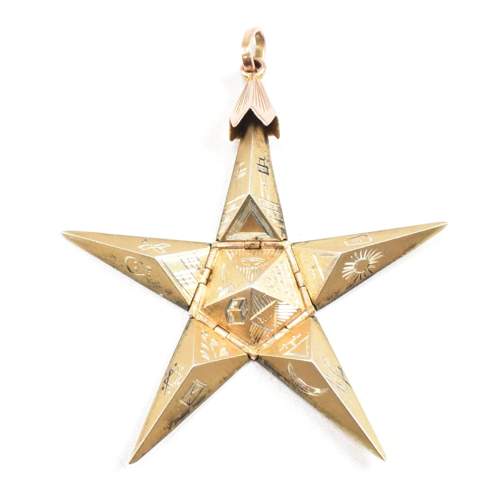 1920S GOLD & SILVER MASONIC PYRAMID METAMORPHIC STAR PENDANT - Image 5 of 10