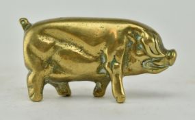 19TH CENTURY SOLID BRASS PAPER WEIGHT IN A FORM OF A PIG