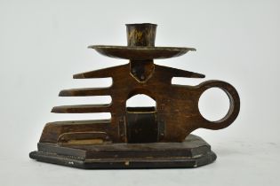 20TH CENTURY WOODEN AND METAL CANDLESTICK