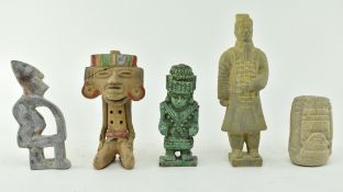 FIVE SOUTH AMERICA AND CHINESE SOUVENIR TOKENS FIGURES