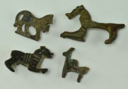 4 PIECES OF ANCIENT ROMAN BRONZE ANIMAL BROOCHES / FIGURINES