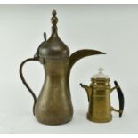 19TH CENTURY BRASS DALLAH COFFEE POT AND ANGEMELDET POT