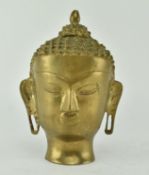 20TH CENTURY THAI HEAVY BRASS HEAD OF A BUDDHA