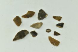 GROUP OF STONE AGE FLINT SPEAR/AXES HEADS