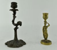 TWO 19TH CENTURY AND LATER EUROPEAN CANDLESTICKS