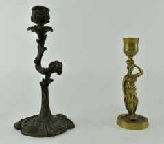 TWO 19TH CENTURY AND LATER EUROPEAN CANDLESTICKS