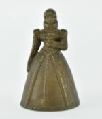 RARE 18TH CENTURY BRONZE LADY TABLE BELL