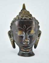 20TH CENTURY BRONZE HEAD OF BUDDHA