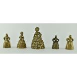 VICTORIAN HEAVY BRASS LADY WITH LEGS CLAPPER TABLE BELLS