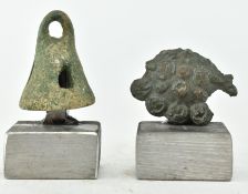 POST - MEDIEVAL ' CROTAL ' IRON BELL AND ANOTHER