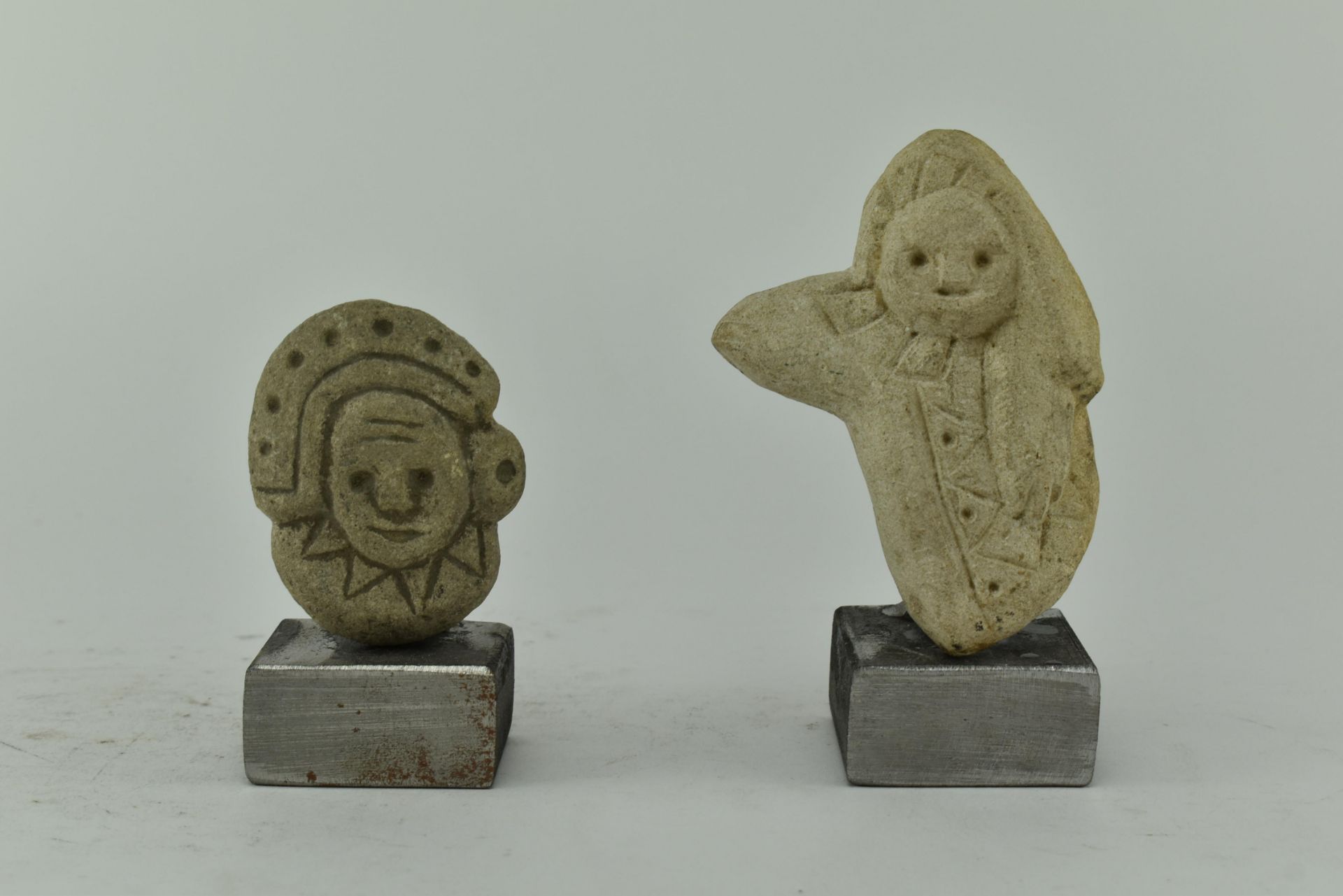 SOUTH AMERICAN PUMICE EARTHENWARE FIGURES ON STANDS