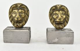 PAIR OF 19TH CENTURY BRASS LION HEAD DECORATIVE FIXTURES