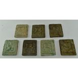 SEVEN CHINESE 19TH CENTURY AND LATER EMBOSSED TILES