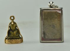 TWO THAI ORIENTAL HAND CARVED STONE PHRA PIDTA CHARMS
