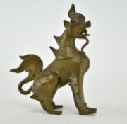 19TH CENTURY BURMESE SOLID BRASS DRAGON/CHINTHE FIGURINE