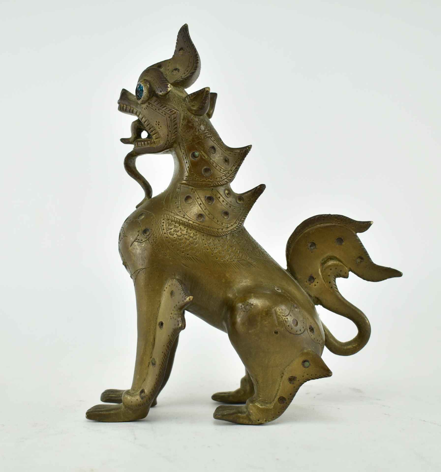 19TH CENTURY BURMESE SOLID BRASS DRAGON/CHINTHE FIGURINE - Image 3 of 6