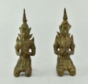 PAIR OF THAI BRONZE TEPPANON COUPLE FIGURINE