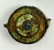 ANCIENT ROMAN ENAMEL BROOCH WITH TWO CIRCLE PATTERN