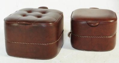 TWO VINTAGE 20TH CENTURY LEATHERETTE FOOTSTOOLS