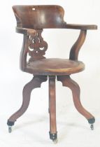 EARLY 20TH CENTURY 1920S CAPTAINS SWIVEL DESK ARMCHAIR