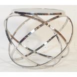 MID CENTURY INTERWOVEN CHROME & GLASS COFFEE TABLE