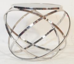 MID CENTURY INTERWOVEN CHROME & GLASS COFFEE TABLE